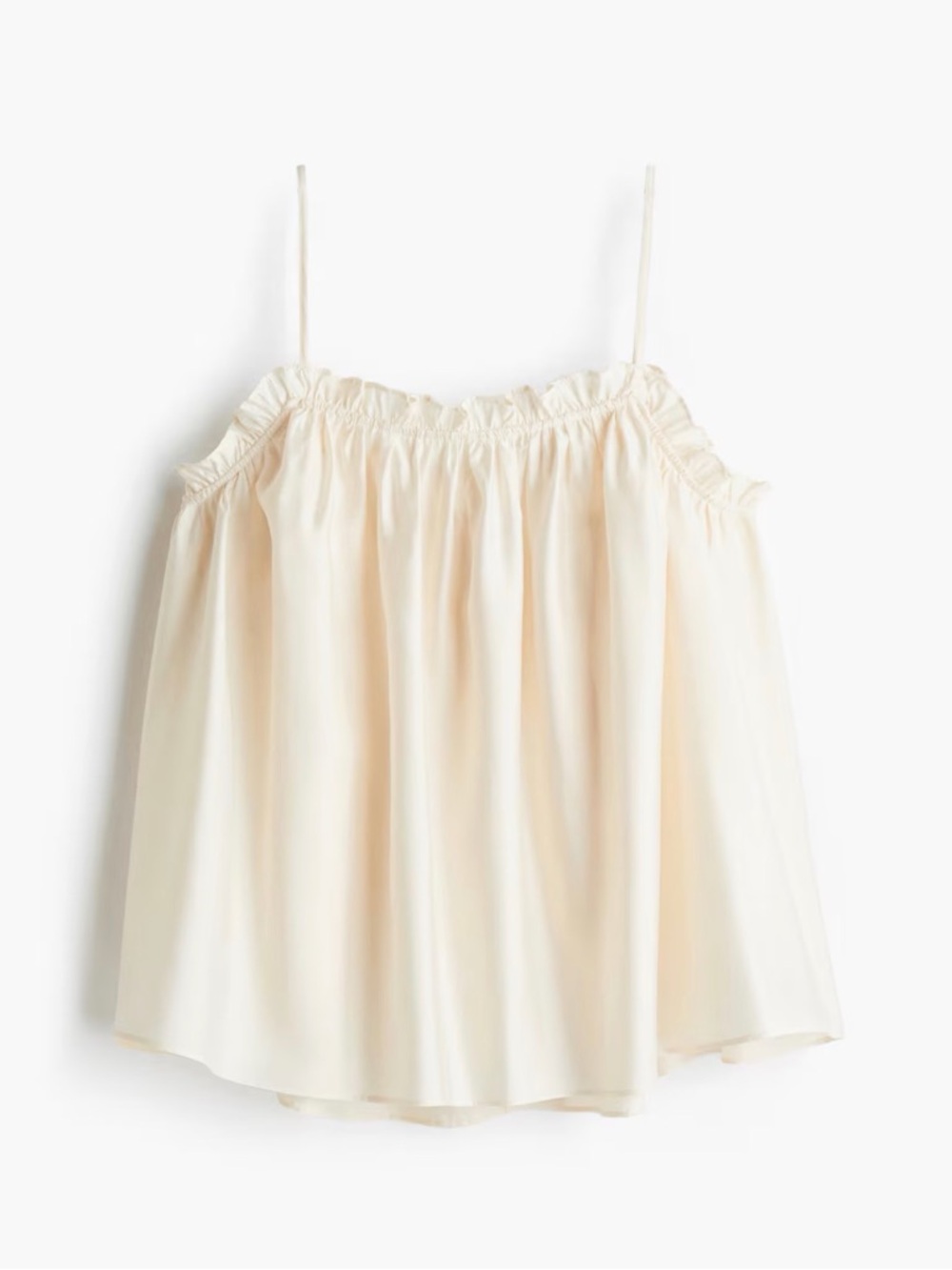 Light Cream Spaghetti Strap Ruffle Trimmed Cami H&M Large NWT